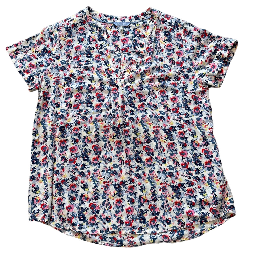 Joules blue / pink floral blouse sz 6